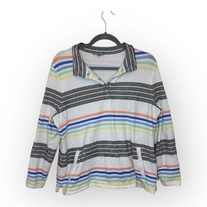 T by Talbots Striped Collared Pullover Top Petite UPF 50 Activewear Petite XL